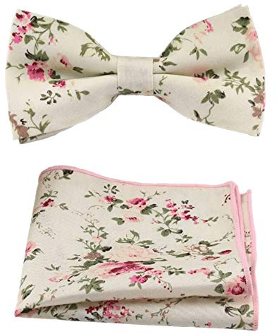 Men's Luxury Cotton Pre-tied Bow Tie & Pocket Square Set