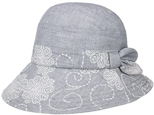 Lipodo Veronika Glocke Damenhut Femininer Stil Geblümt Mehrfarbig Regulierbares Zugband Damen Frühling Sommer grau M (57-58 cm)