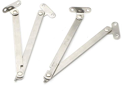 Pxyelec Möbelschrank Edelstahl Drehbarer Klappdeckel Stützscharnier Silberton, 4er Pack