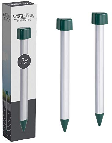 VOSS.sonic MoleEx 800 Maulwurfvertreiber Maulwurfabwehr Maulwurfschreck Wühlmausvertreiber Wühlmausschreck Tiervertreiber Schädlingsbekämpfung, Garten Hof Rasen Golfplatz