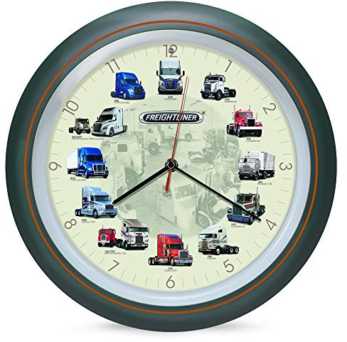 Mark Feldstein & Associates Freightliner Trucks Gunmetal Silver 13 inch Sound Hanging Wall Clock