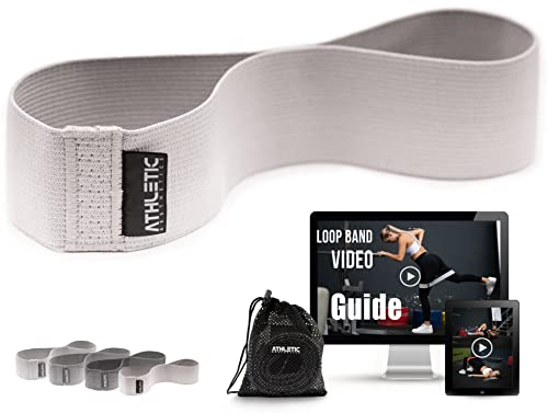 ATHLETIC AESTHETICS Premium Stoff Fitnessbänder [Textil Fitness Band (grau) Einzeln & als Set + Tasche und Videokurs] Miniband Fitnessband Trainingsband - Sport Bänder Resistance Bands für Booty
