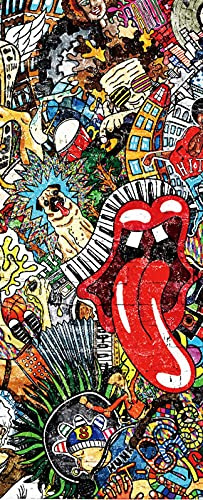A.Monamour Türtapete Selbstklebend Türfolie Türposter 3D Musik Collage Auf Einer Mauer Graffiti Abstrakte Kunst Vinyl Folie Türdeko Tapete Wandbild Türaufkleber Türtattoo 85 x 215 cm