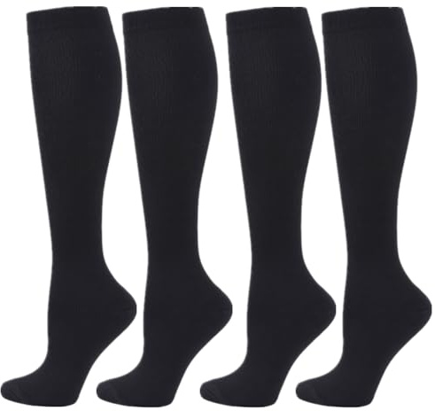 Zingso Compression Socks for Women Men, 2 Pairs 20-25mmHg Knee High Socks Compression Stockings for Sport, Athletic, Edema, Diabetic, Varicose Veins, Travel, Pregnancy, Nursing (L/XL, Black Black)