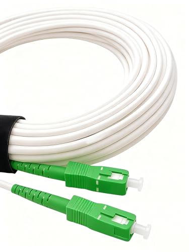 Elfcam - Câble Fibre Optique SC/APC à SC/APC - 7m (Blanc), Simplex Monomode OS2 9/125μm LSZH, Compatible Livebox, SFR, Bbox