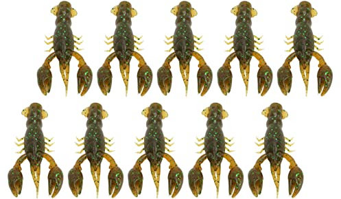 Entatial Angelköder, Köderfisch, Weicher Angelköder, realistischer Crawdad-Softbait, 10 Stück, zum Barschfischen (Grün)