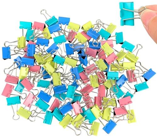 Ykimok 120 Pcs Colored Binder Clips, 3/4inch(19mm), Small Size for Office Supplies, 4 Vibrant Colors