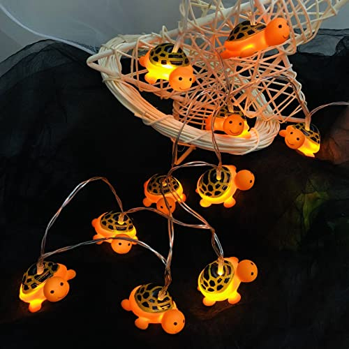 Riaxuebiy Niedliche Gold Schildkröte Lichterketten Batteriebetriebenes Nachtlicht für Indoor Home Party Kinder Kinder Schlafzimmer Dekoration (1.65M/10LED, Meeresschildkröte)