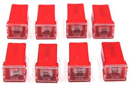 Ruilogod 8 stücke Rot Auto Auto Push-In-Typ Weibliche PAL-Kassette Mini-Sicherung DC 32V 50A