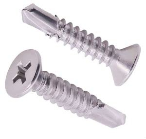#12 x 3/4 Flat Head Self Drilling Screws, 410 Stainless Steel, Cross Recessed Countersunk Head Self Drilling Screws with Self Tapping, 50 PCS