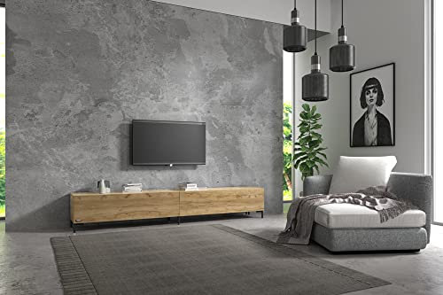 Wuun® TV-Board Lowboard Wohnwand TV-Bank Somero / 240cm (2 x 120cm) /Eiche/Vita Schwarz