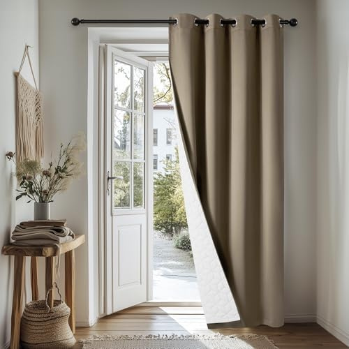 Deconovo Thermovorhang Kälteschutz, Gardinen mit Ösen gegen Kälte, Wärmeisolierend Vorhang Verdunkelung Wohnzimmer, 240x140cm(HöhexBreite), Taupe, 1 Stück