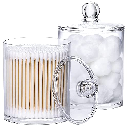 2 Stück Wattepads Behälter Box, Wattepadspender, Wattestäbchen Halter, Wattestäbchen Behälter, Badezimmer Kanister Aufbewahrung, für Kosmetik, Wattebällchen, Tupfer, Haarnadeln, Elastische Haargummis