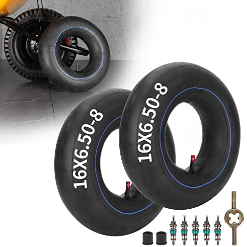 2 tubes intérieurs renforcés 16x6,50-8 16x7,50-8 avec valve droite TR13 | Accessoires de montage inclus. Convient pour quad, voiturette de golf, tondeuse, tracteur et remorque de jardin