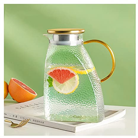 LUCBEI Brocche Brocca di Vetro con Coperchio, brocca di Acqua Calda/Fredda, Succo e Tea Tea Beverage caraffa Caraffe da Tavola Brocche (Size : 1800ML)