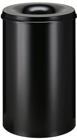 PROREGAL Selbstlöschender Papierkorb & Abfallsammler aus Metall | 110 Liter, HxØ 72x47cm | Schwarz