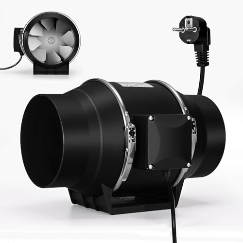 Tisey Ventilatore a tubo silenzioso, 150 mm, regolabile, per bagno, ufficio, fabbrica e macchine per incisione laser