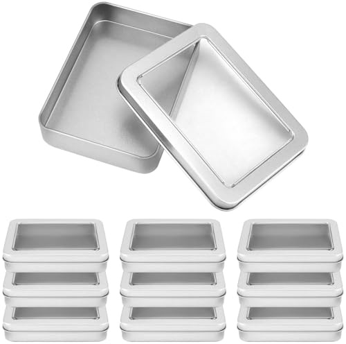 QWORK® 10stk. Klein Blechdose mit Deckel, 115x85x22 mm Klein Aufbewahrungsbox zur Aufbewahrung von Kleinigkeiten oder als Geschenkbox