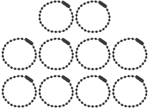 sourcing map 100pcs Ball Beads Chain 4 Inch 2.4mm Diameter Metal Dog Tag Keychain Ball Connector Clasp for Jewelry Making Necklace DIY Crafts, Black