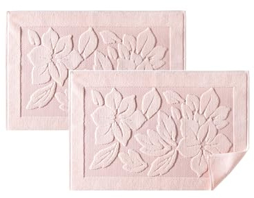 ASTREA TEXTILES Tapis de Bain pour Salle de Bain - Tapis de Sol 100% Coton - Linge de Toilette Lavable (2, Rose)