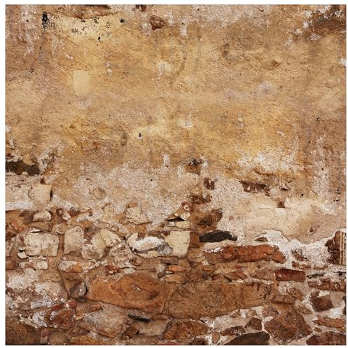 wandmotiv24 Quadratische Fototapete Alte Mauer aus Stein, selbstklebende Strukturtapete 260g - Klein - (50x50cm) M0047