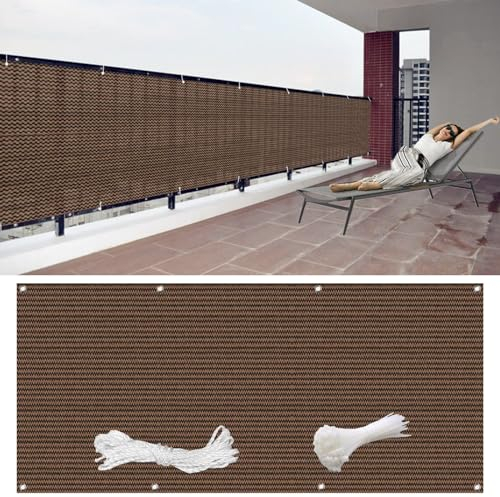 GAIFNAG Sichtschutz Zaunblende 145 x 850 cm Balkonverkleidung Sichtschutz, Balkonsichtschutz Balkonverkleidung Wetterbeständiges Und Pflegeleichtes für Balkon Garten im Freien, Braun