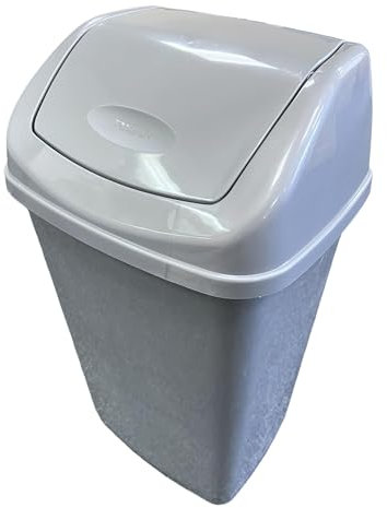 Chabrias Ltd Grey Swing Bin 50 Litre Waste Rubbish Recycling Bin - Flip Top Dustbin for Home, Kitchen, and Office