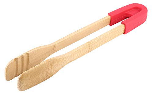 Grillzange aus Holz, Grillzange, Grillklammer, Lebensmittelzange, Küchenzange, Steakklemme, Brot-Servierwerkzeug mit Grünem Griff, Buffet-Zubehör, Holz + Griff, Grüne