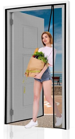 Enroulable Moustiquaires pour Fenêtre 135x260cm Noir Moustiquaire magnétique Moustiquaire magnétique de porte en maille Rideau Porte Anti