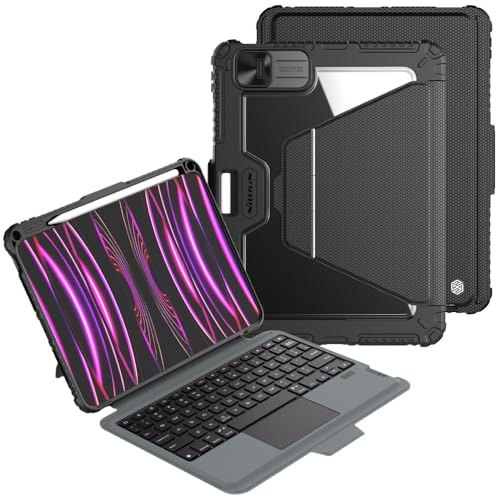 Nillkin Bumper Link - Funda con Teclado retroiluminado diseñada para Apple iPad Pro 11 2024, Soporte para bolígrafo, a Prueba de Golpes, Soporte, trackpad, Teclado extraíble, retroiluminación de 7