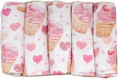 FENSILO Baby muslindukar | dregellappar | muslinblöjor – 5-pack 70 x 80 cm för baby och nyfödda | muslindukar för pojkar och flickor | bomull-dregella|torka av | 10016