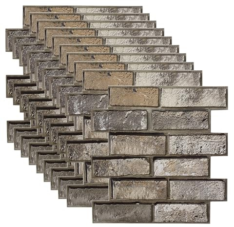 3D Brick Effect wall Panels,10PCS 30x30cm,Faux Brick PVC Self-Adhesive Wall Tiles for Kitchen,Living Room,Fireplace,Bedroom. (Yellow)