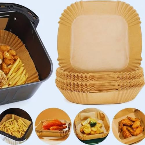Small Air Fryer Liners (Square (16 x 4.5) cm, 100 PCS Airfryer Liners for 5-8QT Air Fryer, Oil-Proof, Baking Parchments Disposable Paper Liners Compatible with COSORI, Tower Air Frye, Ninja.