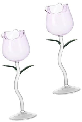 SHOWERORO Lot De 2 Verres À Cocktail En Forme De Rose Verres À Vin Décoratifs