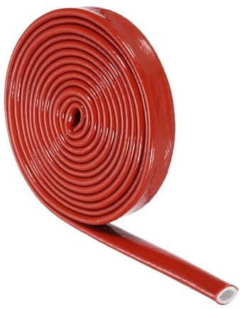 QUARKZMAN 3/8 Pollice ID 10 Piedi Guaina Antincendio Schermata Termicamente Nastro In fibre Di Vetro Rivestito In Silicone Rosso, Per Linee Di Tubi Automobilistici Fili Cablaggi Elettrici