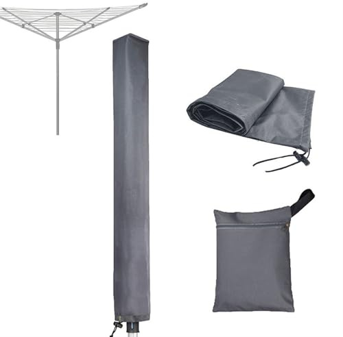 ZXINGCHI Rotary Clotheslines Cover 600D Oxford Fabric, Lightweight Rotary Airer Cover with Storage Bag All-Season Clothesline Protector(Gray,65x6x6inch)