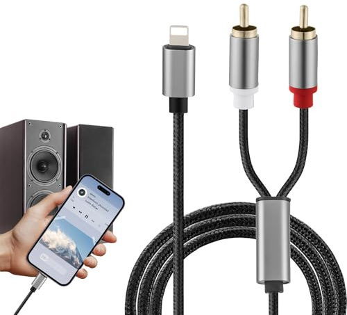 WZWZO RCA Cable Jack pour iphone, 1M Cable Auxiliaire Voiture pour iphone, Cab le Auxiliaire pour iph one, Cab le Vers RCA Audio, Ca ble Aux pour ip hone, Cab le pour ipho ne Vers Rca