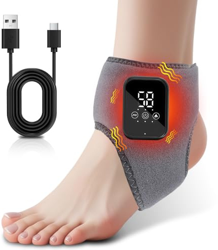 SGZIOO SolEVA - Massaggiatore per piedi, tutore riscaldato per caviglia, massaggiatore per dolore e circolazione, massaggiatore senza fili per caviglia con 5 livelli di calore, massaggiatore