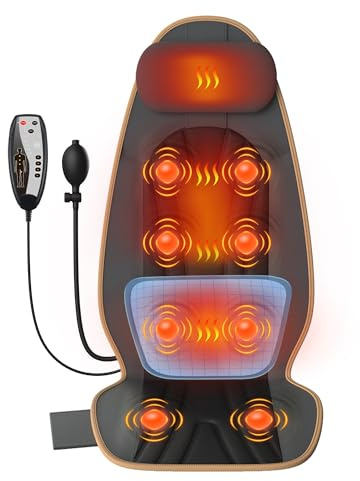 SLOTHMORE Heated Back Massager for Chair, Vibrating Massage Cushion with Heat for Neck, Back & Thighs, Massage Chair Pad for Office Chair, Home Use - Ideal Gifts for Mother Mom Dad