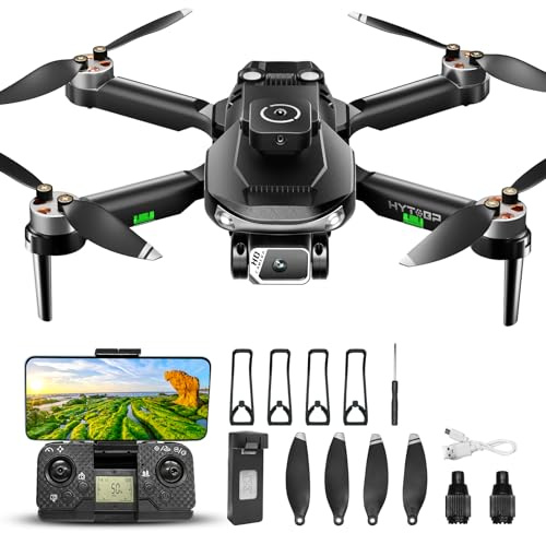 HYTOBP S165 MAX Drone con Telecamera Professionale 1080P, Quadricottero Drone per Principiant con Trasmissione 5G, Regolabile a 90° Motorizzata, Meno di 249 g, 3 Batterie(Nero)
