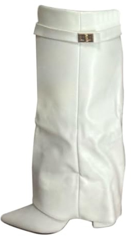ticticlily Stivali Donna Invernali Cowboy Stivaletti Alti Tacchi Biker Fold Over Boots con Tacco