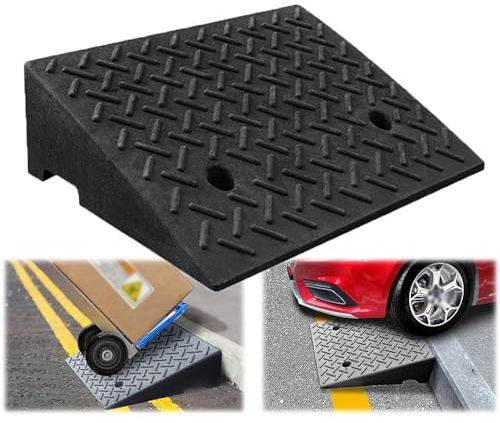 SMELEDFCFK Gummi Auffahrkeil Bordsteinrampe Robustem Schwellenrampe Rutschfester Bordsteinrampen 9cm-22cm Hohe Auffahrhilfe Auto Rampen(10cm/4 Rise)