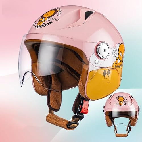 Motorradhelm Für Kinder, Rollerhelm, Jethelm Mit Sonnenblende, Rollerhelm Für Mädchen, Offener Halbschalenhelm Für Jungen Und Mädchen Von 3 Bis 12 Jahren, ECE 22.06-Geprüft 6,L/(49~52cm)
