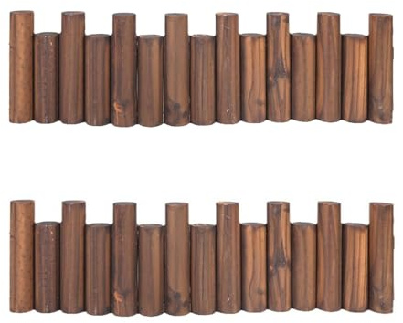 Set of 2 Decorative Pine Wood Garden Edging Borders for Flower Beds, Patios, Yards, and Outdoor Spaces (Brown, 7.87x35.4) - Durable, Stylish Landscape Solution