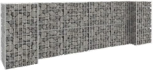 Panier à plantes, gabion en forme de H, 260 x 40 x 80 cm, fil d'acier, robuste, pour jardin et cour, plate-bande surélevée résistante aux intempéries, bordure stable, solution de jardin polyvalente