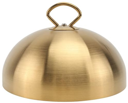 ELEOUTI Copri Bistecca in Acciaio Inossidabile Colore Oro da 20cm Bordo Liscio Resistente alla Ruggine, Copertura a Cupola per Alimenti la Cucina Domestica