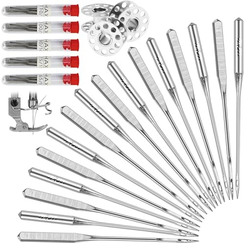 JAXICREY Nähmaschinennadeln, 50 Stück Nadeln Nähmaschine 65/9 75/11 90/14 100/16 110/18 Nähmaschinennadeln Universal Nähmaschine Nadel für Denim Leder Jeans Stretch Jersey Stoff
