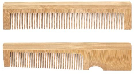 BIUDECO 2 Stück pack Herren Bartkamm und Kleiner Bambuskamm aus Robustem Material Feinzinkig zum Entwirren und Glätten von Bart und Haar Kompakt für Reisen und Alltag