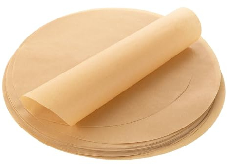 WeeGoo 300 Pcs Brown Parchment Baking Paper, 30 cm | Heat Resistant, Non-Stick, Round Unbleached Sheets for BBQ Pizza Dessert Air Fryer