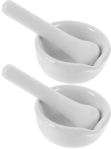 Ipetboom Mortero de Porcelana 60 Mm con Mano para Moler Medicamentos y Especias, Juego 2 Piezas, Mortero Portátil para Laboratorio y Cocina, Triturador de Pastillas, Varios estilos